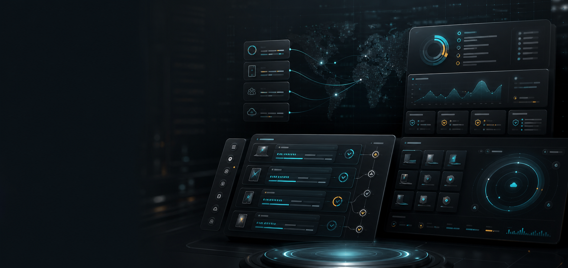 Cinematic enterprise control plane dashboard for the KolBo Cloud ecosystem